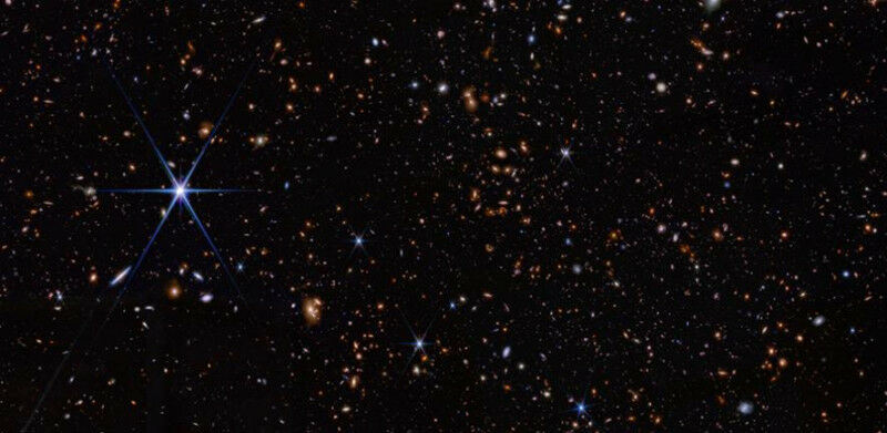Imagem de campo profundo do JWST Crédito: NASA, ESA, CSA, STScI, Brant Robertson (UC Sa