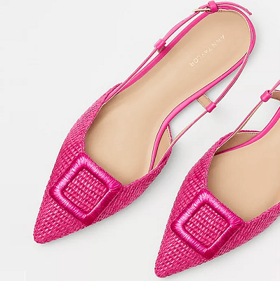 Sapatilhas Slingback com fivela coberta de palha rosa choque de Ann Taylor