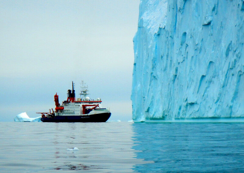 Foto, navio, mar, iceberg