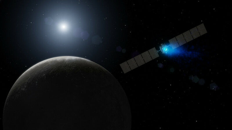 Chegando ao seu destino: Esta ilustração mostra como a sonda espacial Dawn re