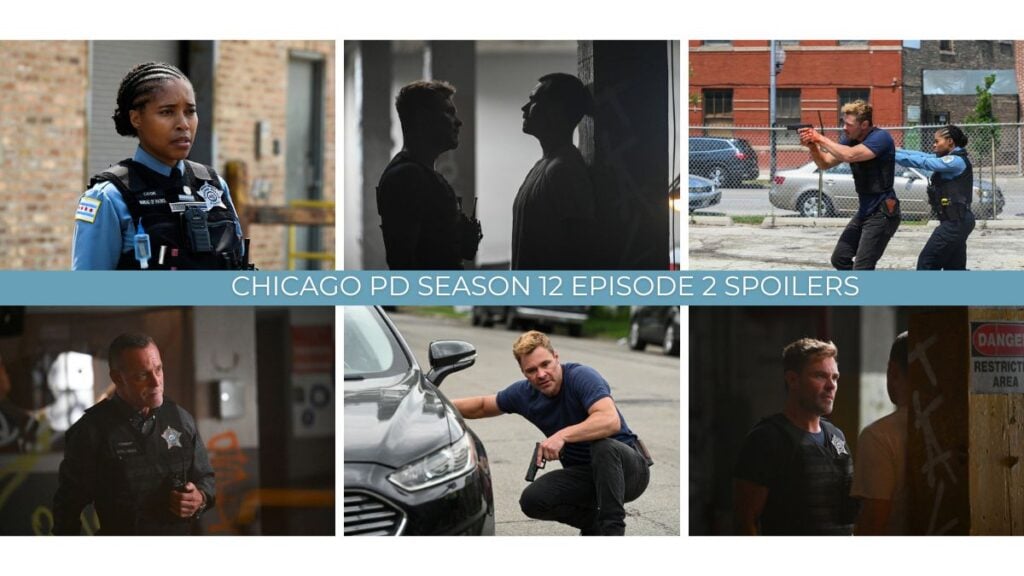 Uma colagem de spoiler com imagens de Chicago PD S12E02.