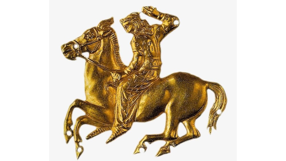 Cita a cavalo: uma escultura de ouro de 2.400 anos de idade de um guerreiro indo para a batalha