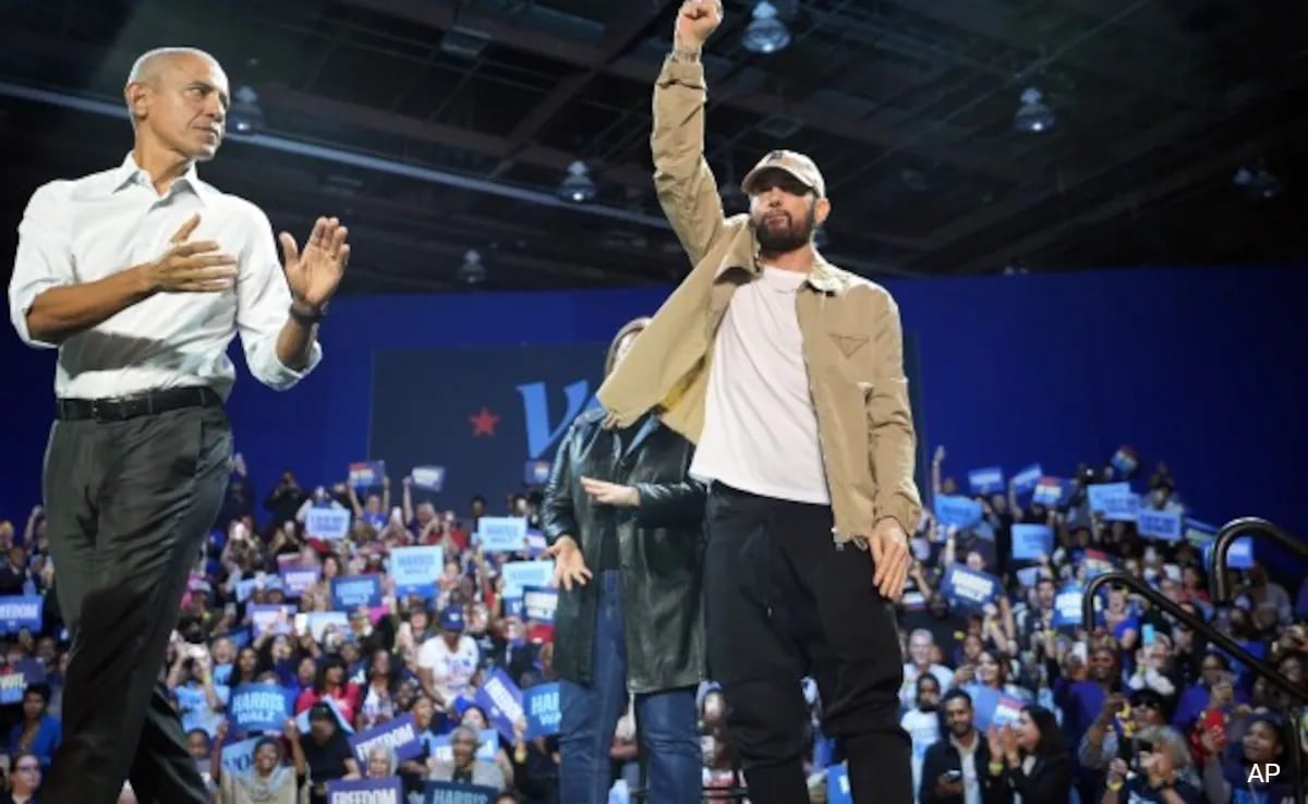 Eminem endossa Kamala Harris e se junta a Barack Obama para obter apoio para ela