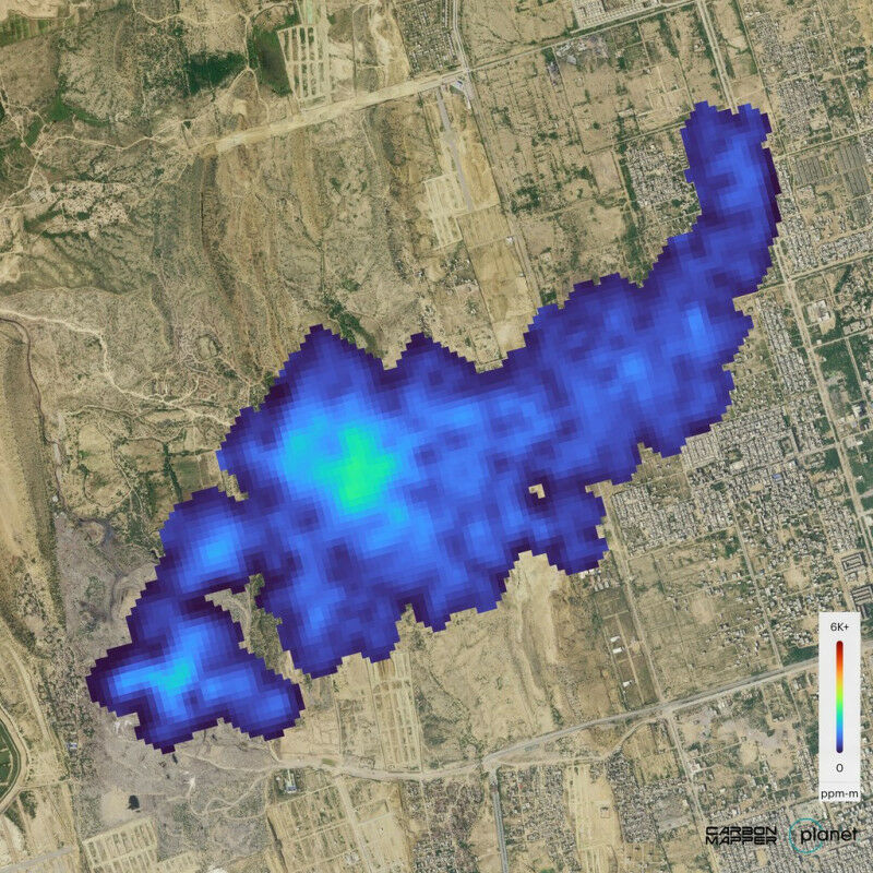 Em 19 de setembro, o espectrômetro de imagem no Tan da Carbon Mapper Coalition