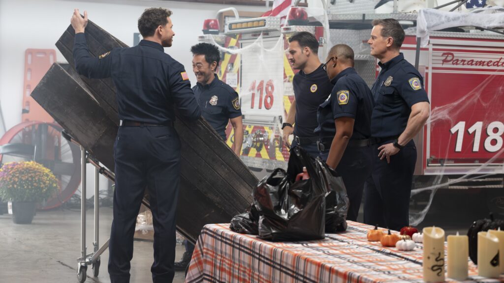 The 118 prepares for a haunted house during 9-1-1 Season 8 Episode 5.